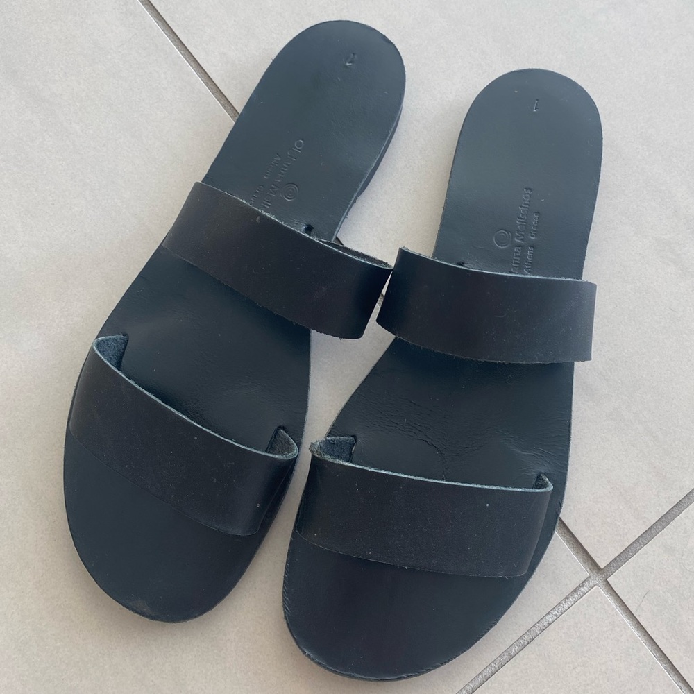 Olgianna Melissinos black handmade leather sandals